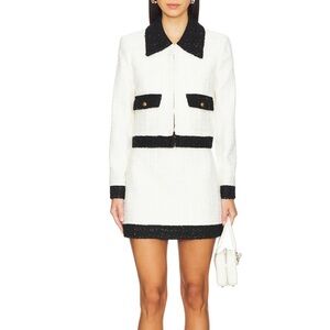 Elegant White and Black Women's Jacket and skirt